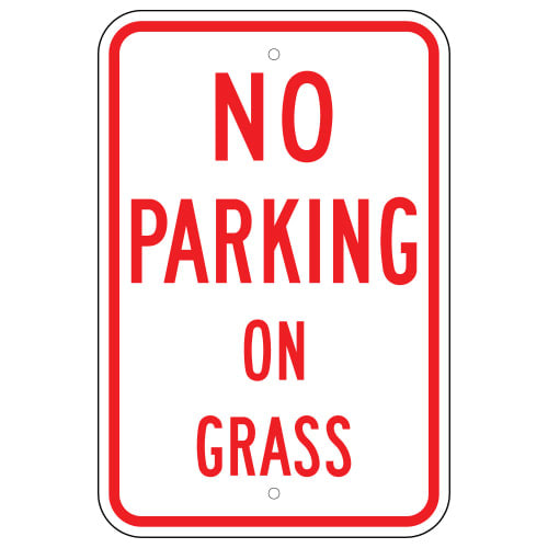 No Parking on Grass Sign - ParkingMarking.com